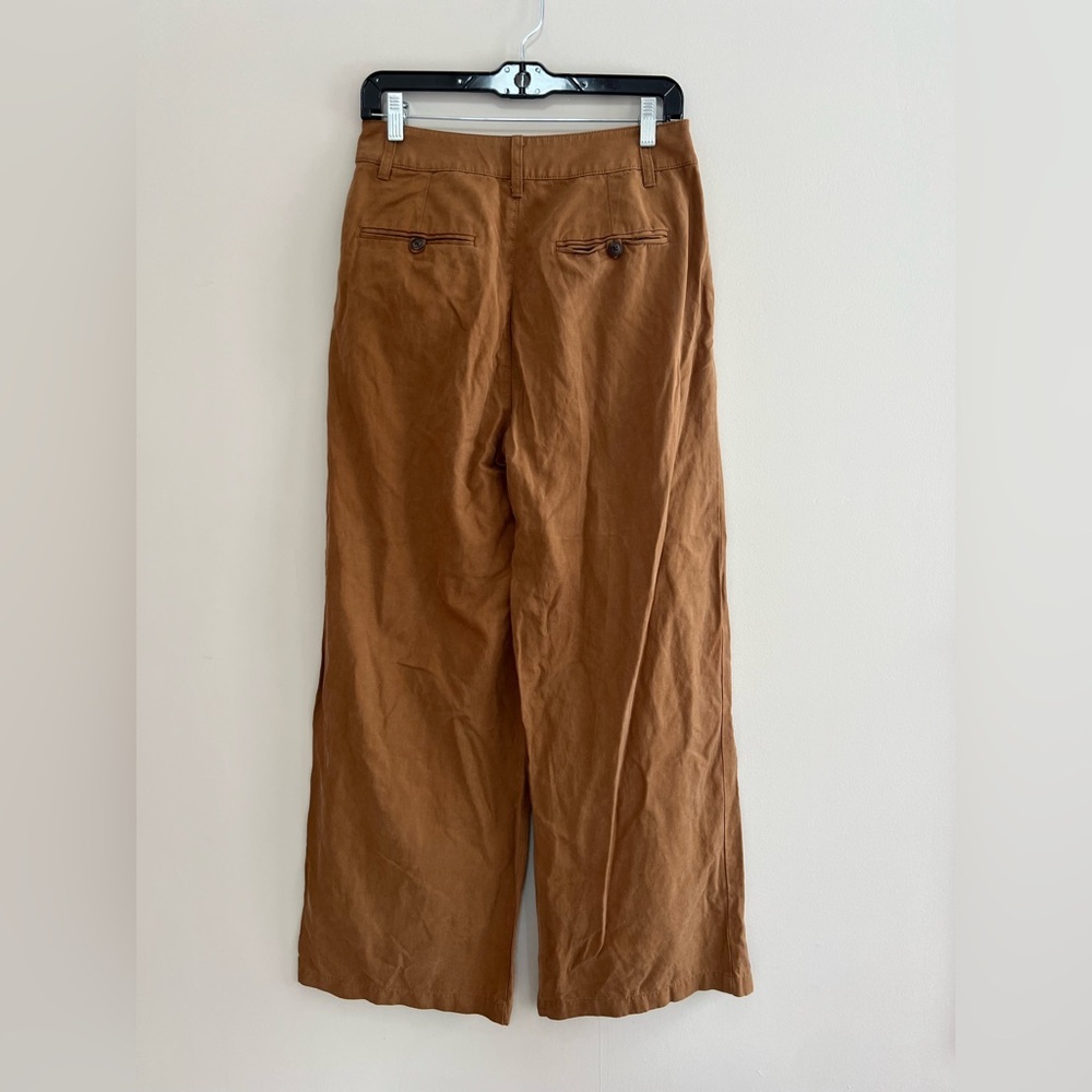 Madewell The Harlow Wide-Leg Linen Blend Pant in Acorn Brown, size 4 - Picture 4 of 13